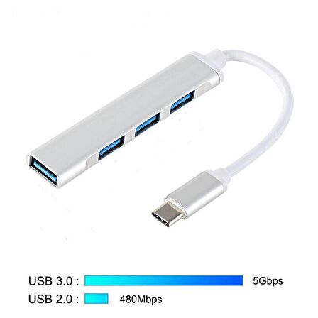 type c to usb 3.0 4 port hub type c 3.1 4 port usb çoklayıcı