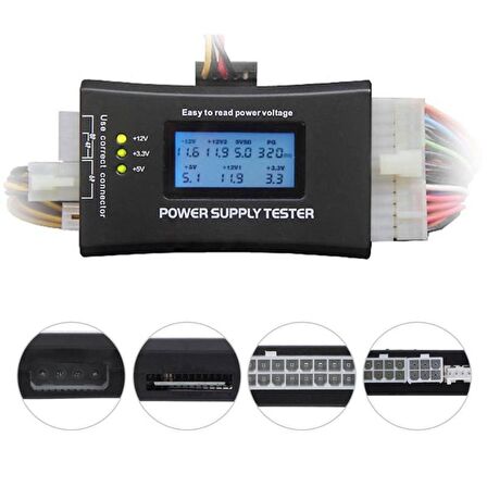 Dijital Power Supply Tester Güç Kaynağı Test Cihazı 20-24 Pin