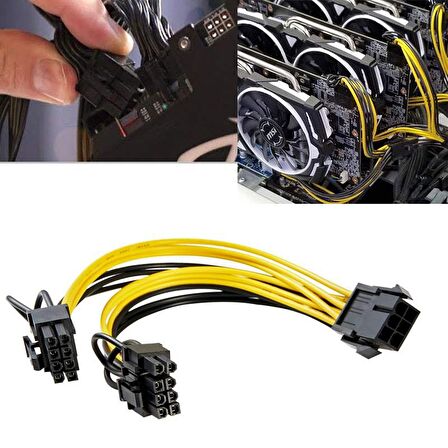 6 pin erkek to 2x6 + 2 pin (6 pin / 8 pin) GPU power güç Kablosu 