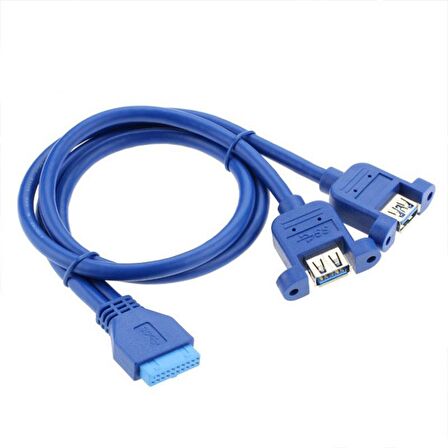 19 pin usb 3.0 dişi to 2x usb 3.0 dişi panel tipi kablo