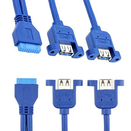 19 pin usb 3.0 dişi to 2x usb 3.0 dişi panel tipi kablo