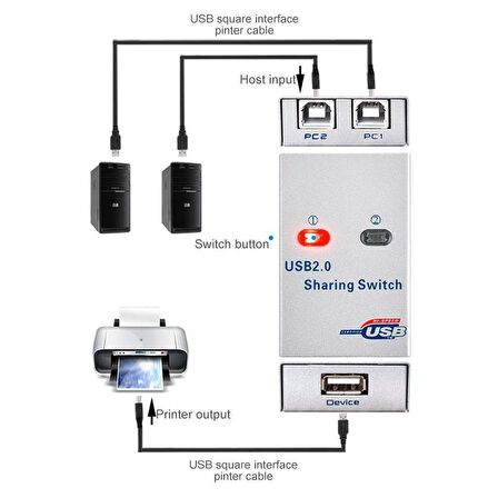 usb 2.0 Yazıcı için anahtarlı 2 port sharing switch