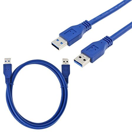 Usb 3.0 erkek erkek 1,5m Mavi şarj ve data kablosu