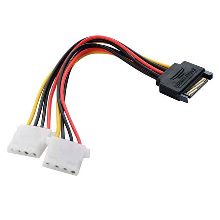 Sata 15 Pin Erkek power to 2x Molex 4 Pin Dişi Y Power Kablo