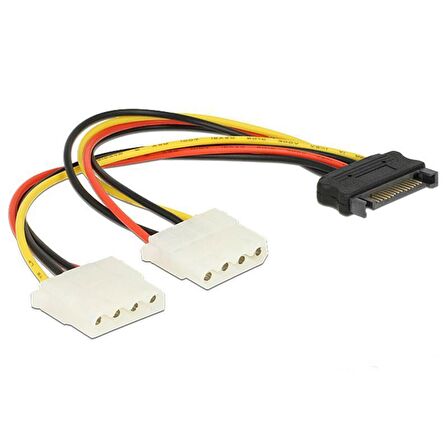 Sata 15 Pin Erkek power to 2x Molex 4 Pin Dişi Y Power Kablo