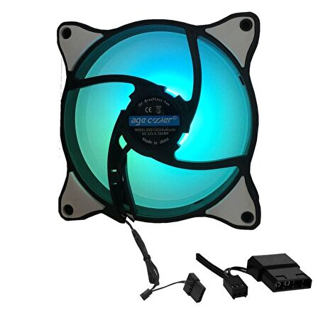 12v RGB 12 cm kasa içi fan 12cm 12v renkli kasa içi fan