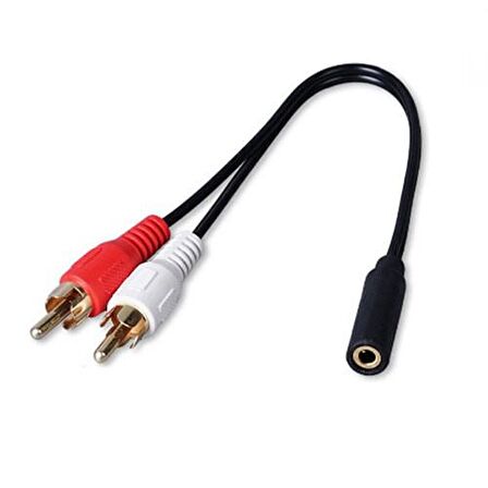 3,5mm stereo dişi - 2x RCA erkek ses çevirici kablo