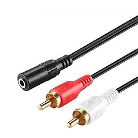 3,5mm stereo dişi - 2x RCA erkek ses çevirici kablo