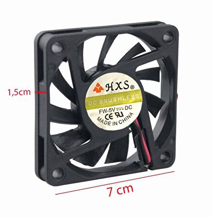 5v 7cm 2 pinli soğutucu fan 7x7x1,5 cm fan