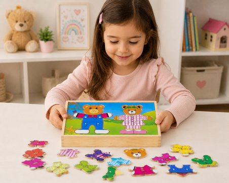 BakGelAl Ahşap Ayıcık Eşleştirme Yapbozu Montessori Eğitici Ahşap Puzzle Çocuk Zeka Gelişim Oyuncağı