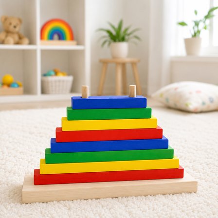 BakGelAl Ahşap Dikdörtgen Sıralama Oyuncağı Montessori Eğitici Renk ve Boyut Eşleştirme 3+ Yaş