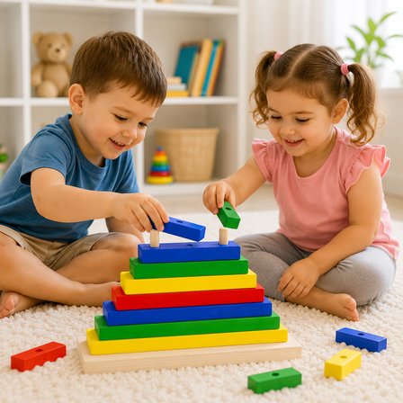 BakGelAl Ahşap Dikdörtgen Sıralama Oyuncağı Montessori Eğitici Renk ve Boyut Eşleştirme 3+ Yaş