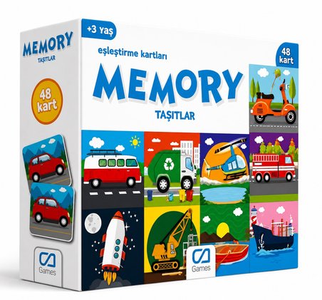 BakGelAl Memory Taşıtlar Hafıza Kartı Oyunu – 48 Kartlı Eğitici Eşleştirme ve Zeka Oyunu