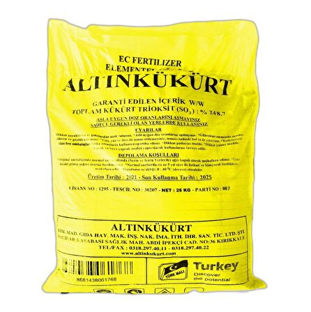 Elementel Toz Kükürt (25 KG) Altın Kükürt