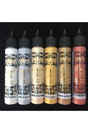 3d Boncuk Boya 6 Lı Set-1 / Boyutlu Boya 25 ml X 6 Adet