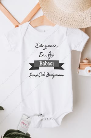 Unisex Bebek Beyaz Dünyanın En Iyi Babası Seni Çok Seviyorum Baskılı Body Zıbın