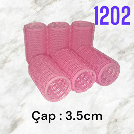 Croc 1202 Pembe Cırtlı Bigudi 6Lı Çap 3,5Cm +10Lu Plastik Saç Pensi