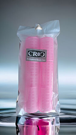 Croc 1202 Pembe Cırtlı Bigudi 6Lı Çap 3,5Cm +10Lu Plastik Saç Pensi