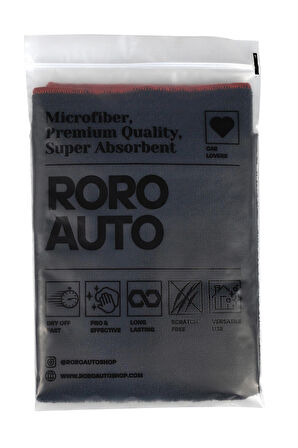 Roro Auto Siyah Mikrofiber Araç Kurulama Havlusu 60X90 ve Oto Yıkama Eldiveni Seti