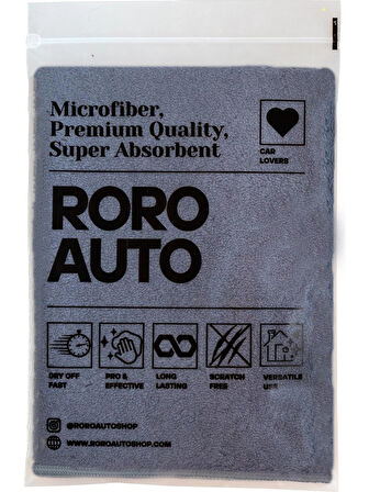 Roro Auto Etna Mikrofiber Araç Yıkama Bezi & Oto Kurulama Havlusu 50X70 & Yıkama Eldiveni Seti