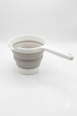 Katlanır Silikon Maşrapa 1 Litre Yer Kaplamayan Akıtma Ağızlı Banyo Mutfak Hamam Su Tası Gri