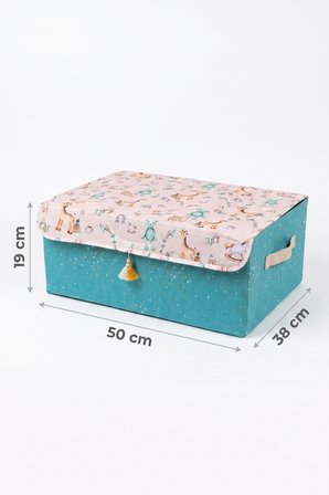 Bebek Kapaklı Saklama Kutusu Kulplu Oyuncak ve Kıyafet Düzenleyici Çocuk Odası 50x38x19 cm Mavi