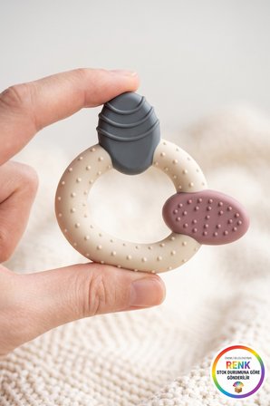 Bebek Diş Kaşıyıcı Dişeti Masajı Yapan Farklı Dokulu Silikon Kaşıma Halkası 8x6 Cm Çok Renkli