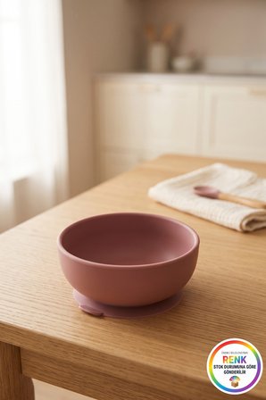 Bebek Vakumlu Mama Kasesi Devrilmez Vantuzlu Taban Silikon Ek Gıda Kabı 12x5,5 Cm Çok Renkli