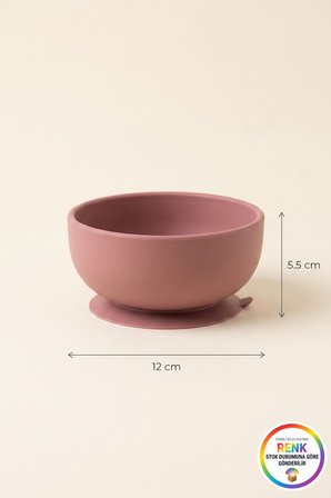 Bebek Vakumlu Mama Kasesi Devrilmez Vantuzlu Taban Silikon Ek Gıda Kabı 12x5,5 Cm Çok Renkli