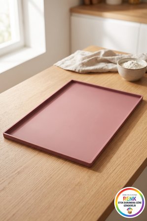 Silikon Fırın Matı Kenarlı Kurabiye Pişirme Tepsisi Kaymaz Pişirme Kağıdı Alternatifi 36x25 cm Çok Renkli