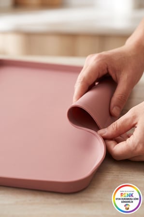 Silikon Fırın Matı Kenarlı Kurabiye Pişirme Tepsisi Kaymaz Pişirme Kağıdı Alternatifi 36x25 cm Çok Renkli