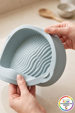 Silikon Cheesecake Kalıbı Kulplu Dalgalı Yuvarlak Pasta Kek Kalıbı Platinum Silikon 28 cm Çok Renkli