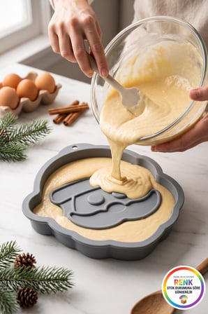 Silikon Noel Baba Kek Kalıbı Yılbaşı Pasta Kalıbı Zahmetsiz Ayrılan Fırın Kalıbı 27 cm Çok Renkli