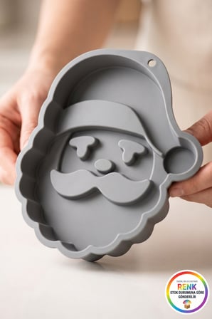 Silikon Noel Baba Kek Kalıbı Yılbaşı Pasta Kalıbı Zahmetsiz Ayrılan Fırın Kalıbı 27 cm Çok Renkli