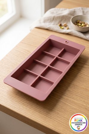 Silikon Dubai Çikolata Kalıbı Dubai Çikolatası Bar Kalıbı Yapışmaz Kolay Çıkan 8 Bölmeli 16 cm Çok Renkli