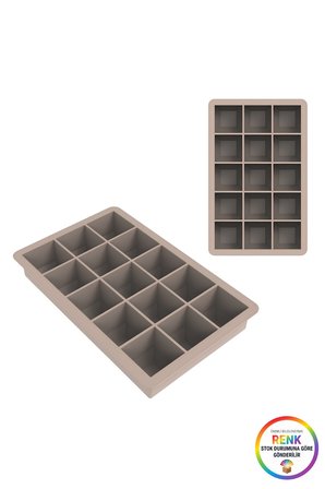 Kare Buzluk Silikon 15'li Kolay Çıkan Buz Kalıbı Küp Buzluk Dondurucu Buz Kabı 19x12x3,5 cm Çok Renkli