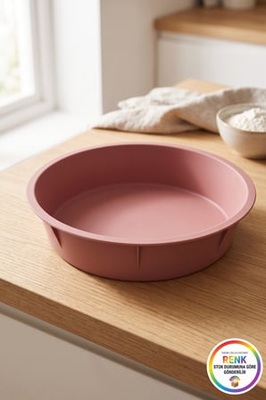 Yuvarlak Silikon Kek Kalıbı Yapışmaz Kolay Çıkan Pasta Turta Kek Borcamı Fırın Kalıbı 26 cm Çok Renkli