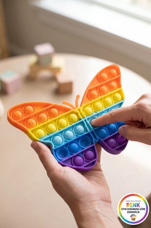 Pop It Kelebek Duyusal Zeka Oyuncağı Kabarcık Patlatma Stres Rahatlatıcı Fidget Oyuncak Çok Renkli