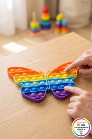 Pop It Kelebek Duyusal Zeka Oyuncağı Kabarcık Patlatma Stres Rahatlatıcı Fidget Oyuncak Çok Renkli