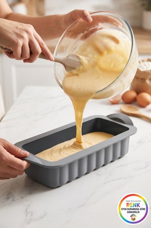 Silikon Baton Kek Kalıbı Kulplu Yapışmaz Kolay Çıkan Ekmek Kek Pasta Kalıbı 28x11x6 cm Çok Renkli