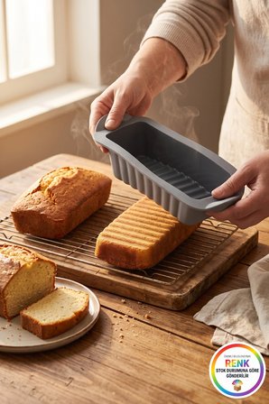 Silikon Baton Kek Kalıbı Kulplu Yapışmaz Kolay Çıkan Ekmek Kek Pasta Kalıbı 28x11x6 cm Çok Renkli