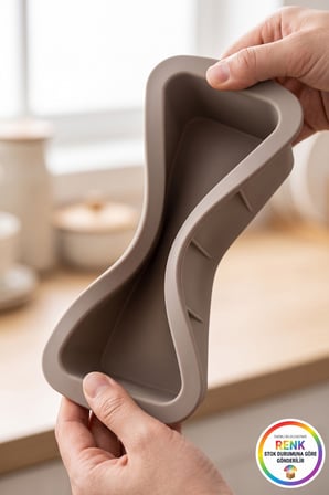 Silikon Baton Kek Kalıbı Dikdörtgen Yapışmaz Kolay Çıkan Ekmek Kek Pasta Kalıbı 27x14x7 cm Çok Renkli