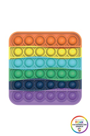 Pop It Duyusal Zeka Oyuncağı Kare Kabarcık Patlatma Stres Rahatlatıcı Fidget Oyuncak 12x12 cm Çok Renkli