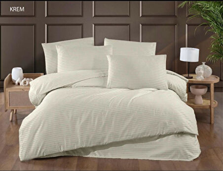 Merya Tek Kişilik Pamuk Saten Nevresim Krem