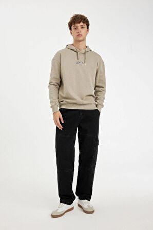DeFacto Haki Marvel Avengers Boxy Fit Kapüşonlu Sırt Baskılı Sweatshirt C6515AX24AUKH475
