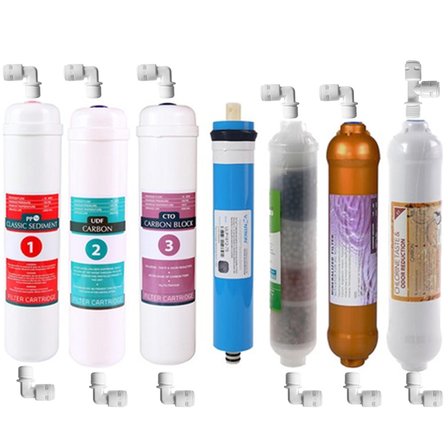 E-Water Kapalı Kasa Su Arıtma Cihazı Filtresi - Inline 7 Aşamalı Su Arıtma Filtre Seti -4'lü- Gold