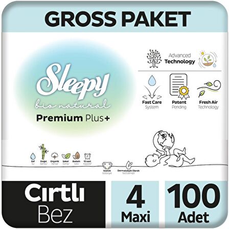 Sleepy Bio Natural Premium Plus Gross Paket Bebek Bezi 4 Numara Maxi 100 Adet