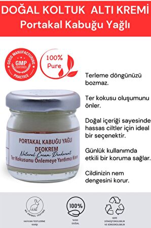 Portakal Kabuğu Yağlı Krem Deodorant 40 ml. %100 Doğal