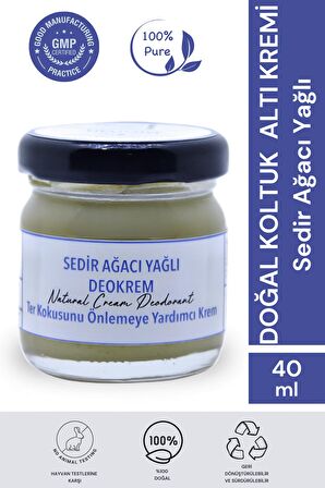 Sedir Ağacı Yağlı Krem Deodorant 40 ml. %100 Doğal