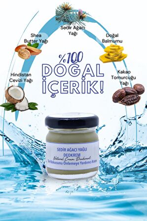 Sedir Ağacı Yağlı Krem Deodorant 40 ml. %100 Doğal